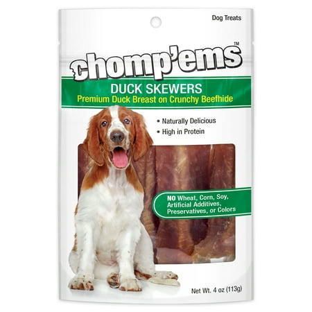 UPC: 0076158070318 | Chomp ems Duck Skewers 4 oz – All Natural Rawhide Wrapped with Premium Chicken Breast – Healthy Protein Rich Treats for Dogs – Dog Chews