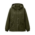 thumbnail image 5 of Womens Outdoor Jacket Waterproof Plus Size Turndown Collar Long Sleeve Solid Color Zipper Winter Fashion Jacket for Casual Cozy Loungewear, 5 of 10