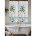 thumbnail image 4 of Coastal Beach Bathroom Window Curtain, Summer Palm Tree Nautical Ocean Seaside Light Filtering Coffee Kitchen Curtains, Bedroom Living Room Curtains 2 Panel 84"x63", 4 of 6