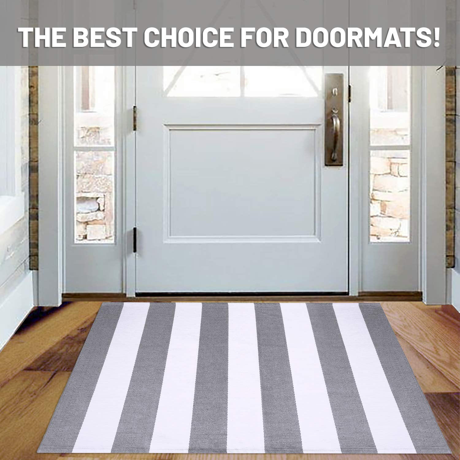 Bottalive Black and White Striped Area Rug 275 x 43 Front Porch Rug Cotton Hand-Woven Outdoor Rug for Layered Door Matsfarmhouseentry Waywelcome Door