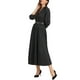 thumbnail image 4 of Vestido Maxi con Pliegues de Manga 3/4 para Mujer Chic INSPIRE, Cuello en V, con Cinturón, Color Negro, 4 of 6