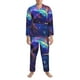 thumbnail image 3 of Balery Starry Sky Turtle Pijama para Hombre de Dos Piezas con Manga Larga, Conjunto de Dormir y Descanso Suave con Bolsillos-Medium, 3 of 7