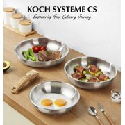 Koch Systeme CS Stainless Steel Frying Pan Set, 8, 9.5, 11 Stainless Steel Pans with Removable Handle, Tri-Ply Steel Base, Frying Pan Set 4PCS, Induction Compatible Skillets