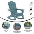thumbnail image 4 of BizChair Adirondack Rocking Chair with Cup Holder, Weather Resistant HDPE Adirondack Rocking Chair in Blue, Set of 2, 4 of 12