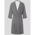 thumbnail image 2 of xiaxaixu Men? s Solid Color V-Neck Half Sleeve Night-Robe with Waist Belt, 2 of 5