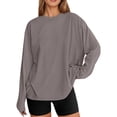 thumbnail image 2 of Long Sleeve Shirts for Women 2026 Spring Basic Shirt Crewneck Plain Oversized Blouse Womens Tops, 2 of 5