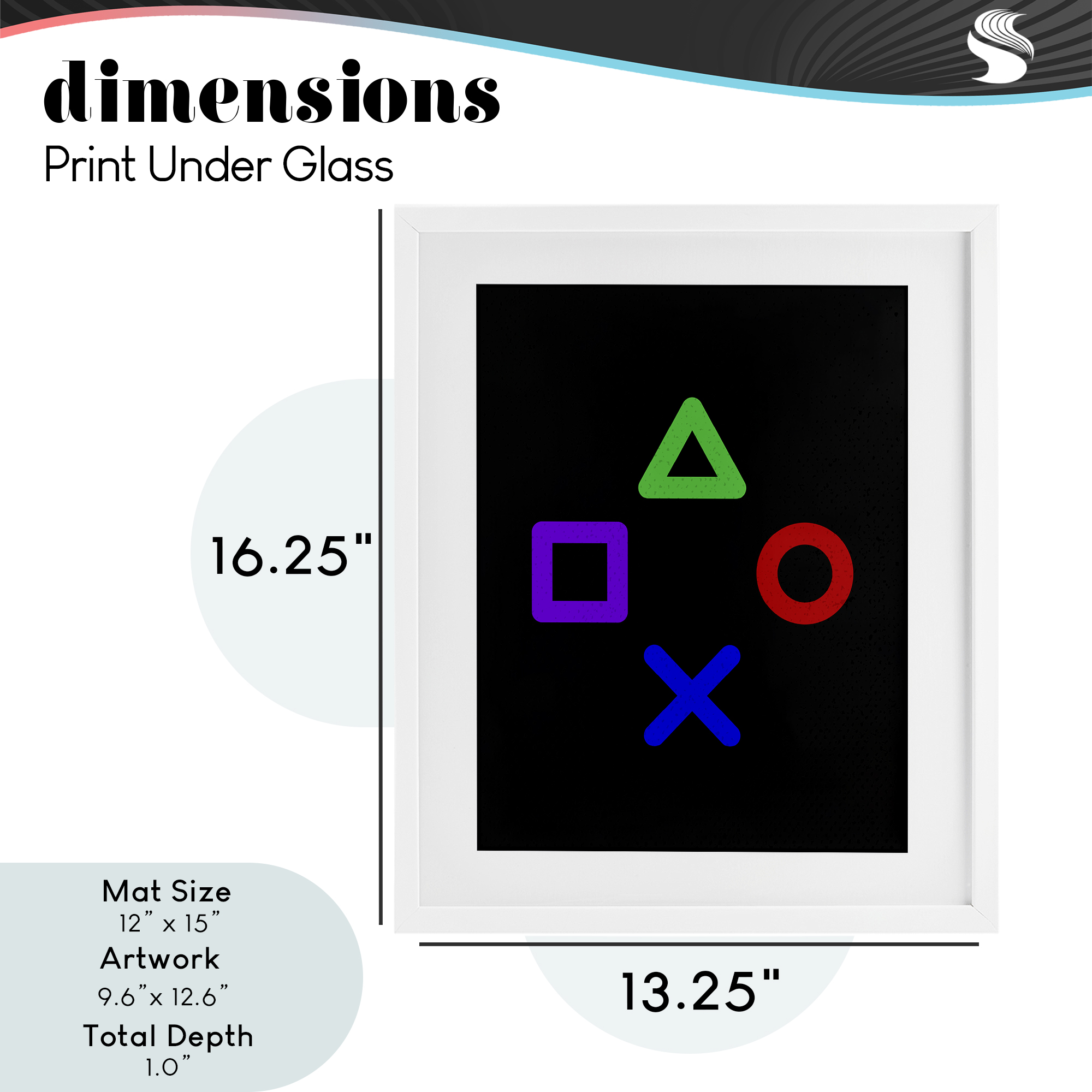 Game Button Shapes White Framed Print Under Glass, design by Kim Allen
