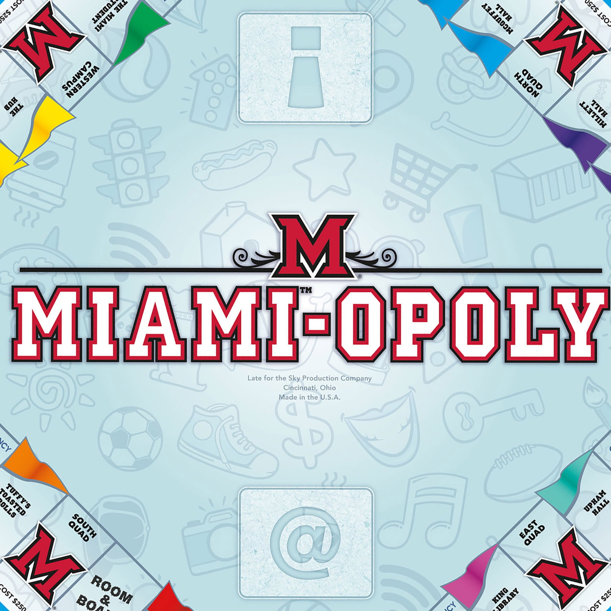 Late for the Sky Ages 8+ Miami-Opoly Board Game, University Themed, 10.5 inch