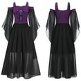 thumbnail image 4 of iiniim Girls Medieval Renaissance Flare Long Sleeve Cold Shoulder Steampunk Gothic Victorian Corset Dress Purple 6, 4 of 7