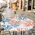 thumbnail image 6 of Orange Blue Coral Round Tablecloth for 45-54 Inch Tables,Fitted Table Cover with Elastic Edge,Green Gradient Coastal Ocean Color Waterproof Outdoor Table Cloth Protector for Patio Garden Dinner, 6 of 9