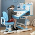 thumbnail image 6 of YNCE Kids Study Desk Chair Set,Adjustable Children School Study Table Chair Set with Sitting Corrector, Ergonomic Desk Chairs with Book Stand, Foot Pedal, Partition Design, 6 of 9