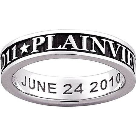 Personalized Sterling-Silver Raised Letter Enameled Class Ring