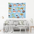 thumbnail image 6 of Cute Sushi Tapestry Wall Hanging Tapestries Happy Colorful Hippie Psychedelic Art Polyester Carpet Wall Decorative for Living Room Bedroom 90x60inch, 6 of 7