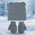 thumbnail image 2 of NOLDARES Kids Winter Hat and Gloves Set Girls Boys Knit Beanie Hats with Pom Warm Snow Ski Cap for Toddler(M035-Dark Gray), 2 of 8