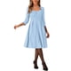 thumbnail image 2 of Vestido de cóctel A-Line de color sólido con escote corazón y mangas 3/4 para mujer Inspire Chic, azul claro, talla S, 2 of 5