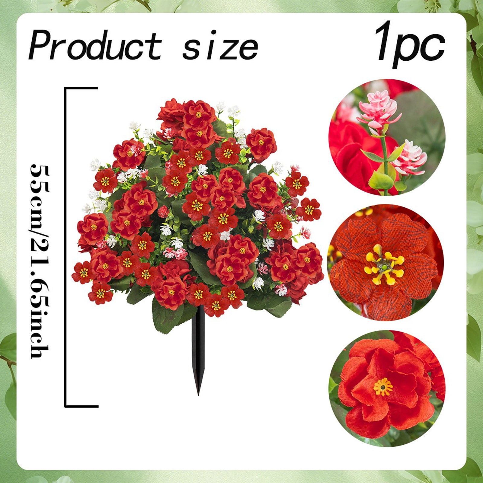 Roiihwy Artificial Summer Flowers Outdoor Decorations Fake Flowers plants, Silk Flowers for Wedding Decor, UV Resistant Wildflowers Bouquet for Home plantser Porch Patio Yard Decor(Red)
