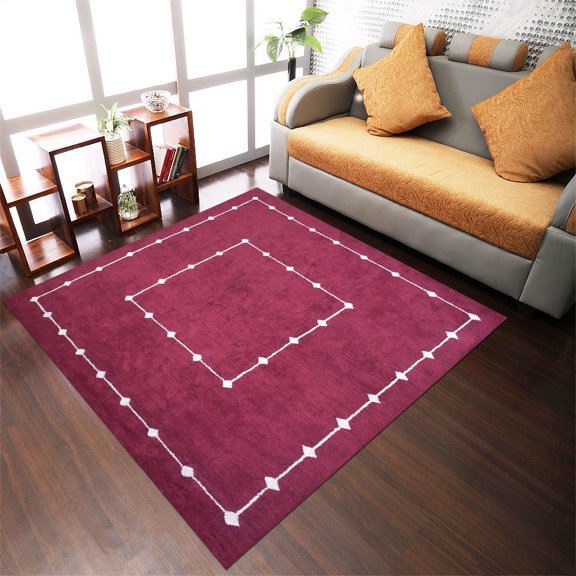 Rugsotic Carpets Handmade Rugs Hand Knotted Loom Square 10'x10' Red Silk Mix for Indoor Use