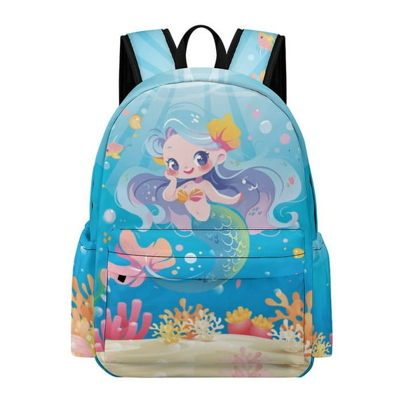 Mermaid Backpack 17 Inch Cartoon Mermaid Schoolbag Travel Backpacks