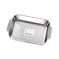 thumbnail image 2 of S SERENABLE Stainless Steel Deep Baking Pan with Handles Rectangular for Dining Outdoors Striped bottom, 2 of 9