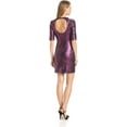 thumbnail image 2 of Laundry by Shelli Segal Women's Three-Quarter Sleeve Sequin Dress with Necklace, Dark Boysenberry, 8, 2 of 2