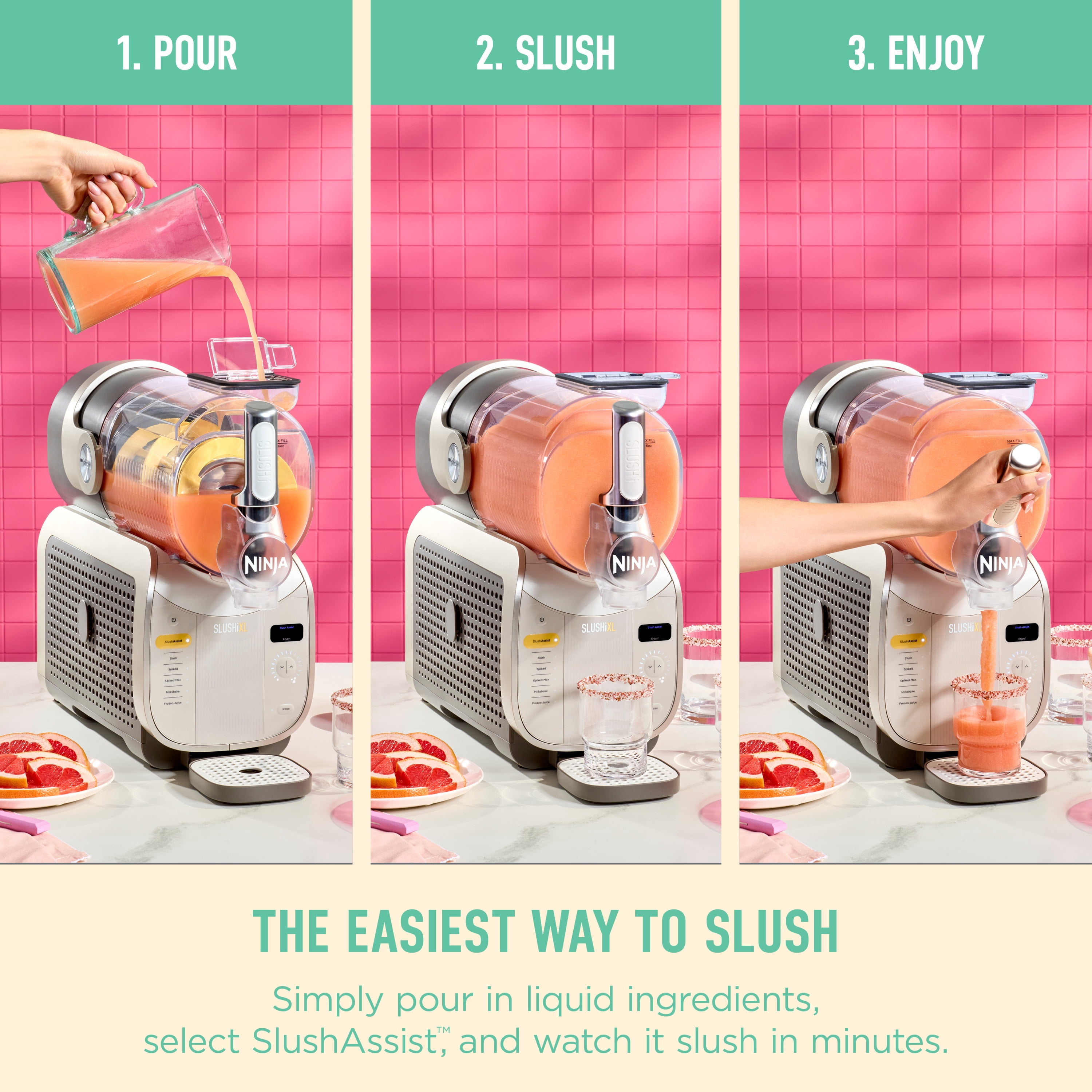 Ninja SLUSHi XL 128-Oz Frozen Drink Machine, SlushAssist Technology, 6 Presets, Dishwasher Safe, Party-Sized, Slushy Maker, FS601 Mocha