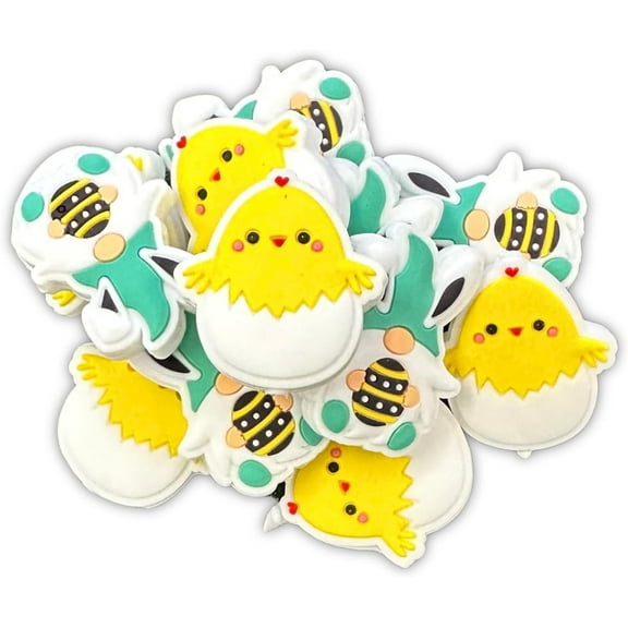 Lashicorn Easter Egg & Gnome Marshmallow Shaped Silicone Focal Bead  12 pk Mixed Bunny Eeps Big Ears for Freshie Hanger Cardstock Rounds Beadable Makeup Brushes Charms Holiday Christian