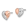 thumbnail image 2 of Auriga Fine Jewelry 925 Sterling Silver Rhodium/Rose Gold-plated CZ Heart Stud Earrings for Women, 2 of 6