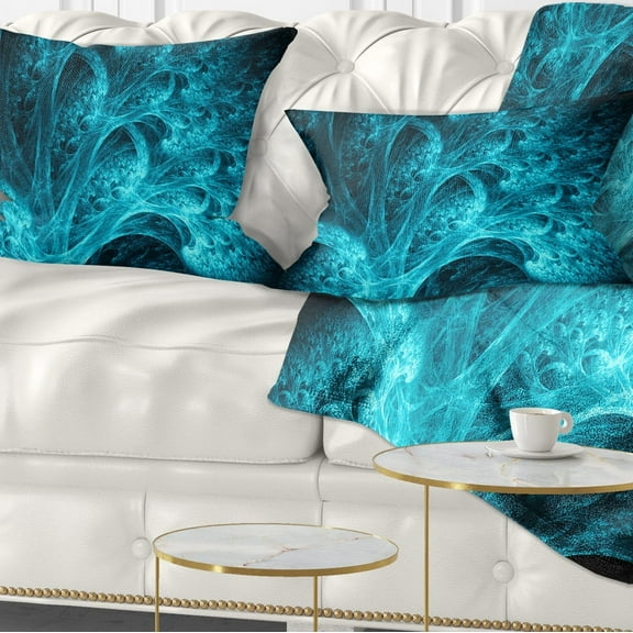 Designart Magical Blue Psychedelic Forest - Abstract Throw Pillow - 12x20