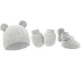thumbnail image 4 of GYRATEDREAM 4 Pieces Newborn Boys Girls Hats Baby Hat and No Scratch Mitten and Socks Set Infant Headbands Winter Baby Caps for 0-6M Multi-color, 4 of 6