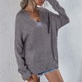 thumbnail image 2 of DPTALR Femmes Décontracté Uni Col en V Manches Longues Pulls Tricotés Hauts, 2 of 9
