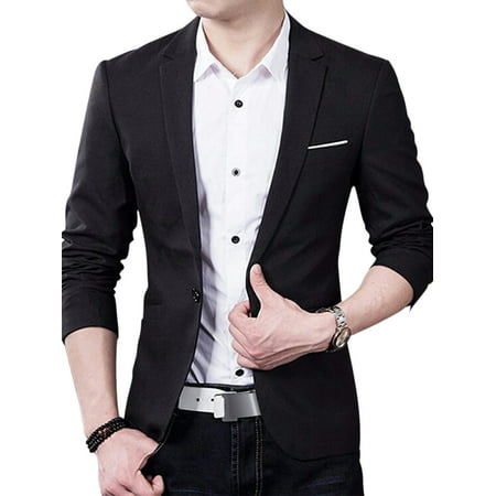 OUMY Mens Slim Fit One Button Formal Suit Blazer Wedding Business Coat