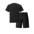 thumbnail image 4 of Domuza Men's 2 Piece Outfit Anti-wrinkle T Shirts and Shorts Summer Beach Vacation Lounge Workout Pajamas Short Sleeve Sets Black L, 4 of 5