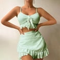 thumbnail image 2 of Sentmoon Bikini Set Supportive Bikini Top and High Waisted Swim Skirt Plus Size Womens Swimsuits Curvy Solid Color Womens Bathing Suit Beach Must Haves Mint Green L, 2 of 7