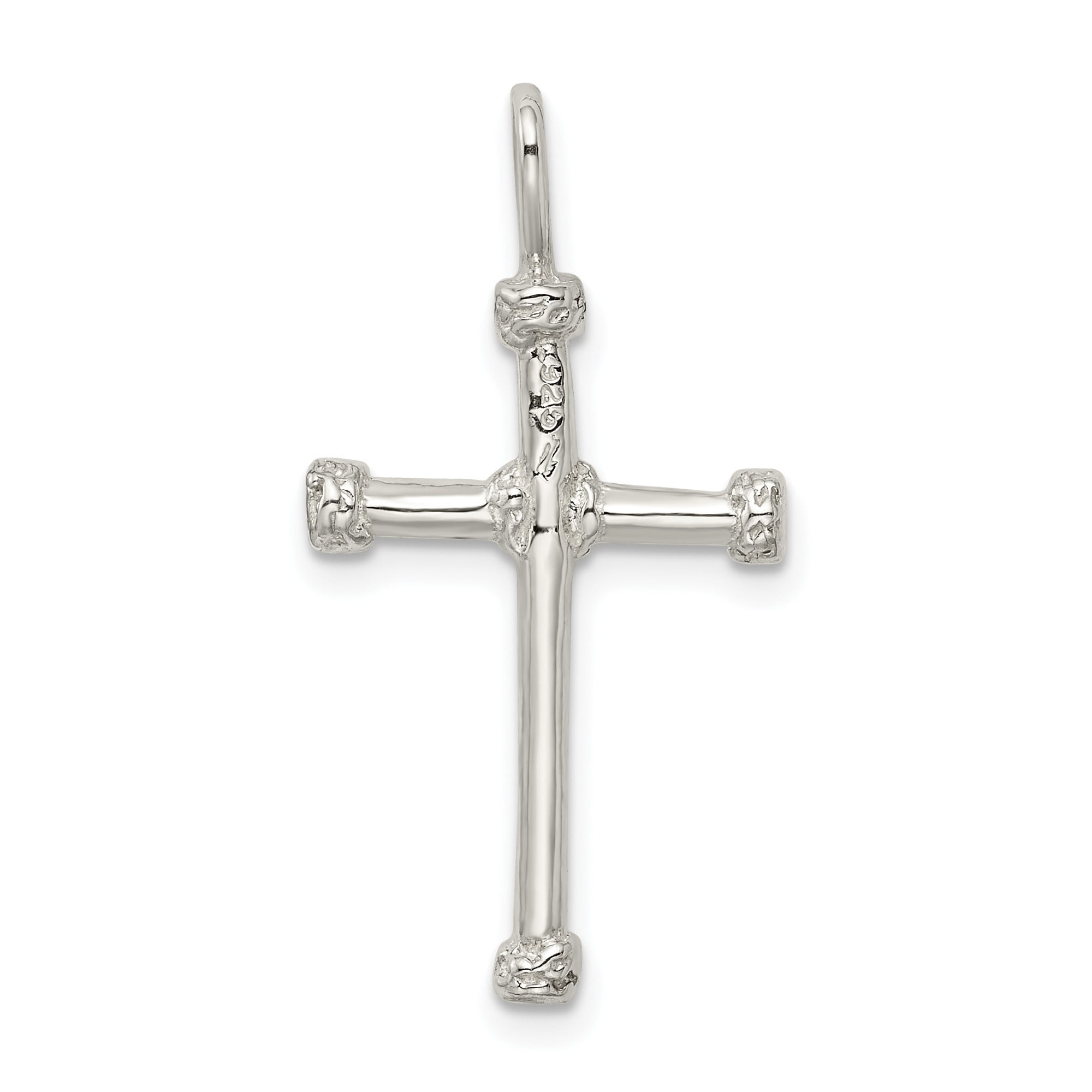 Sterling Silver Cross Pendant Necklace for Men and Women with Nail and Barbed Wire Design Religious Unisex Jewelry Christian Faith Symbol Spiritual Rugged Style Handcrafted Charm