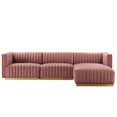 thumbnail image 3 of Modway Conjure 4-Piece Velvet and Stainless Steel Sectional - Gold/Dusty Rose, 3 of 5