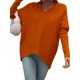 thumbnail image 3 of Sunloudy Suéter de otoño para mujer, suéter de punto de manga larga con cuello en V de color sólido con dobladillo irregular para damas, S / M / L / XL Sunloudy  moda, 3 of 8