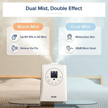 Levoit - Aerapy Hybrid 1.6 Gal Ultrasonic Humidifier - White