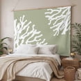 thumbnail image 3 of Coral Sage Green Large Tapestry for Bedroom Wall Hanging Tapestry,Coastal White Ocean Marine Nautical Beach Ceiling Backdrop Tapestries Poster Blanket Wall Decor for Teens Room Living Room 100" x 59", 3 of 8