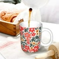 thumbnail image 3 of Yiaed Small Coral Red Flowers Print Ceramics Coffee,Large Handle Design,Extra Large Tea and Coffee Cup for Office and Home Mugs, 3 of 6