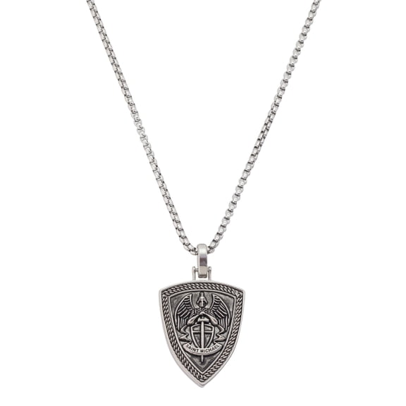 Believe by Brilliance Men's Saint Michael Shield Pendant Necklace