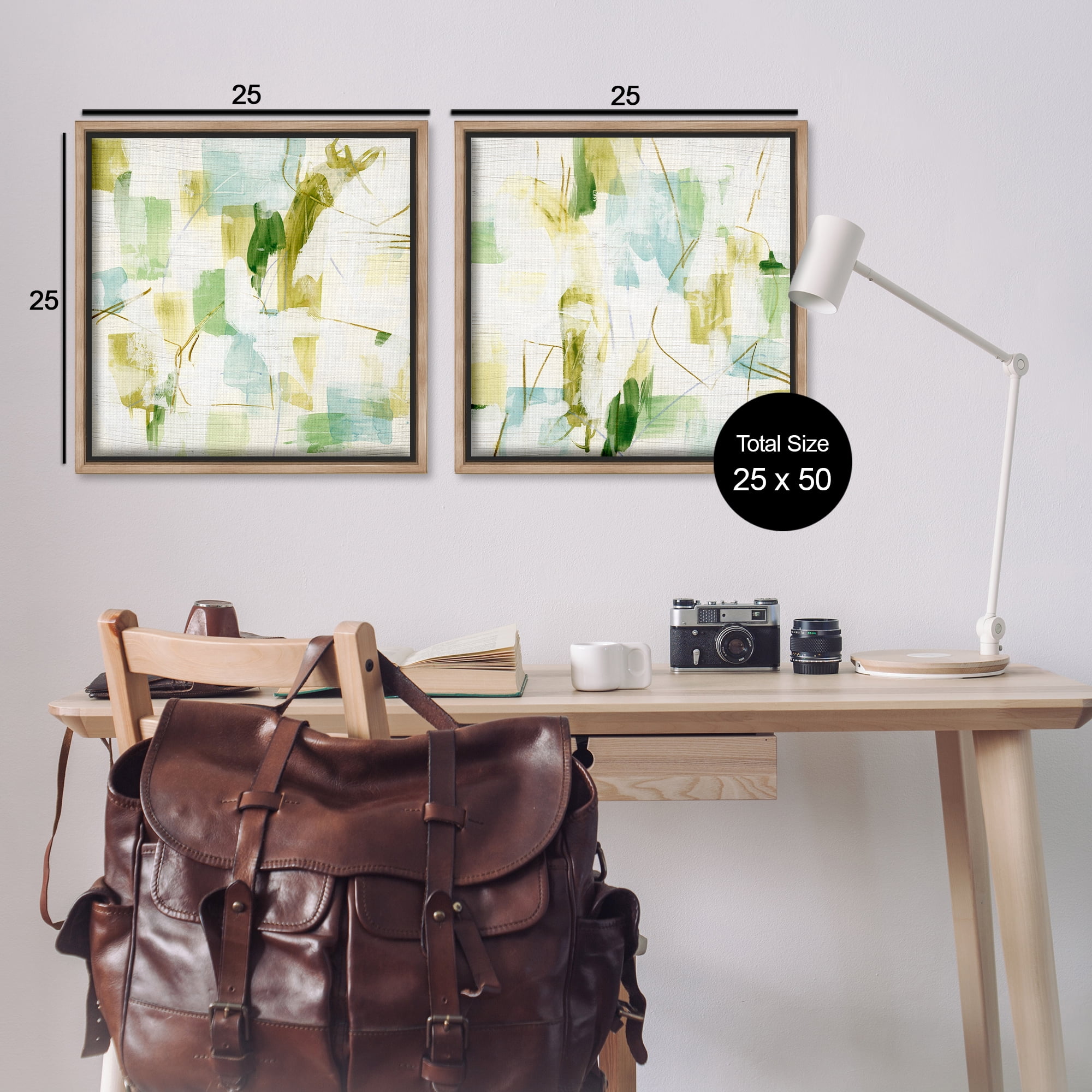 Stupell Industries Abstract Chaotic Patterns Abstract Painting Brown Floater Framed Canvas Art Print Wall Art, 25 x 25, Set of 2