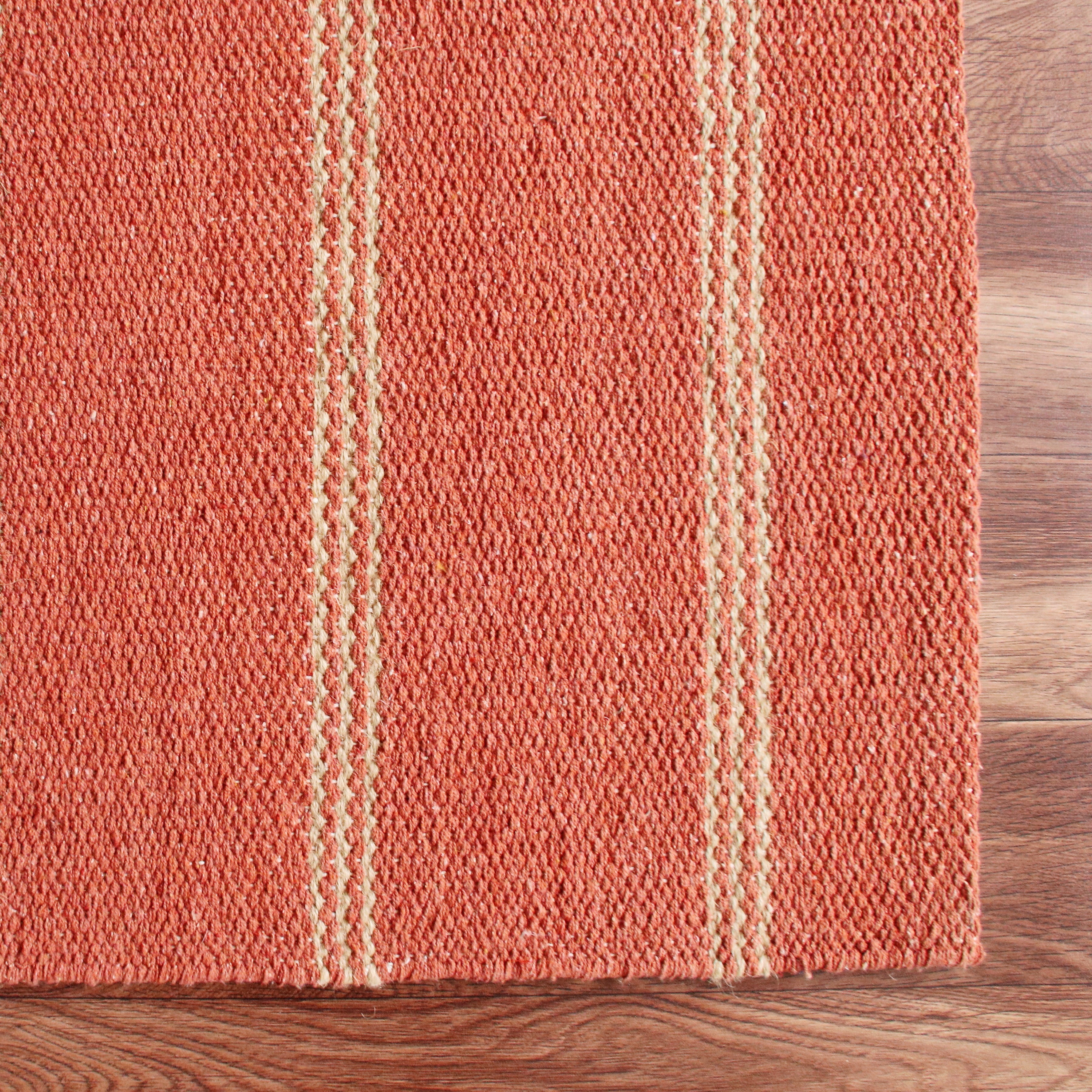 Ox Bay Hadley 5' x 7'9" Cinnamon/Tan Striped Braided Jute Indoor Area Rug