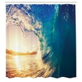 thumbnail image 3 of Ambesonne Ocean Shower Curtain, Tropical Trees Shoreline, 69"Wx84"L, Teal Yellow, 3 of 5