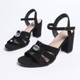 thumbnail image 7 of Xijirk Sandals Women Adjustable Ankle Strap Soft Suede Solid Block Heel Open Toe Sandals Daily and Beach Wear,8, 7 of 7