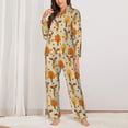 thumbnail image 2 of Wukai Autumn Maple Leaf and Deer Print Women's Pajama Set,PJ Set,Lounge Sets For Women Soft Long Sleeve Sleepwear Comfort and Style-Large, 2 of 7
