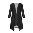 thumbnail image 3 of BiZtdJrK Plus Size Lightweight Cardigans for Women Irregular Hem Long Sleeve Open Front Jackets Solid Duster Cardigan with Pockets 2025 Black XL, 3 of 6