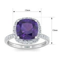 thumbnail image 5 of SuperJeweler 5 1/2 Carat Cushion Cut Amethyst and Halo Diamond Ring In Sterling Silver For Women, 5 of 5