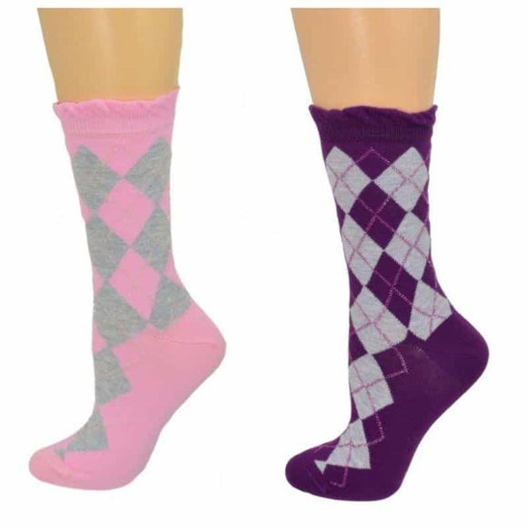 Sierra Socks Women's Argyle Crew Cotton Lurex Sparkle Socks
