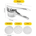 thumbnail image 3 of SURJDE Large Stainless Steel Potato Ricer, 3 Interchangeable Discs for Fine, Medium, and Coarse, Heavy Duty Potato Masher and Ricer Kitchen Tool，Press and Mash for Perfect Mashed Potatoes, 3 of 7