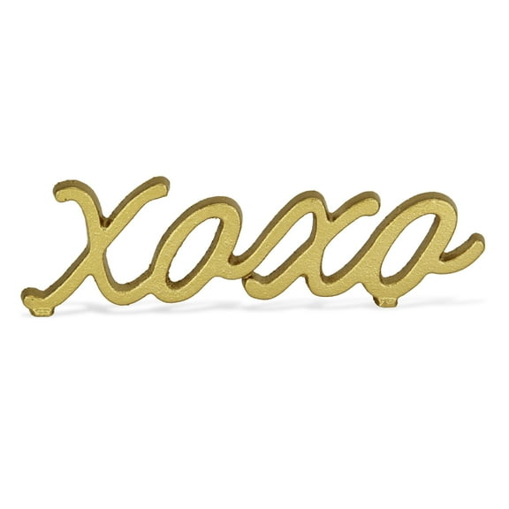 3" Gold Cast Iron Hand Painted XOXO Sentiment Tabletop Sculpture